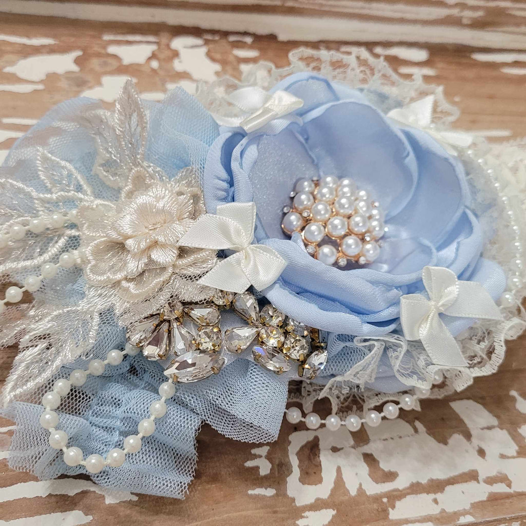 Hand dyed blue open bloom very ott